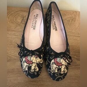 Unique Paul Mayer Attitudes Black Elephant Pattern Flats Size Women’s 9